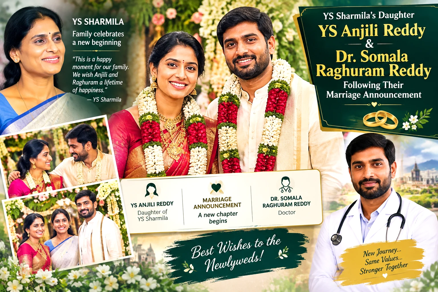 YS Sharmila’s daughter YS Anjili Reddy and Dr. Somala Raghuram Reddy following their marriage announcement
