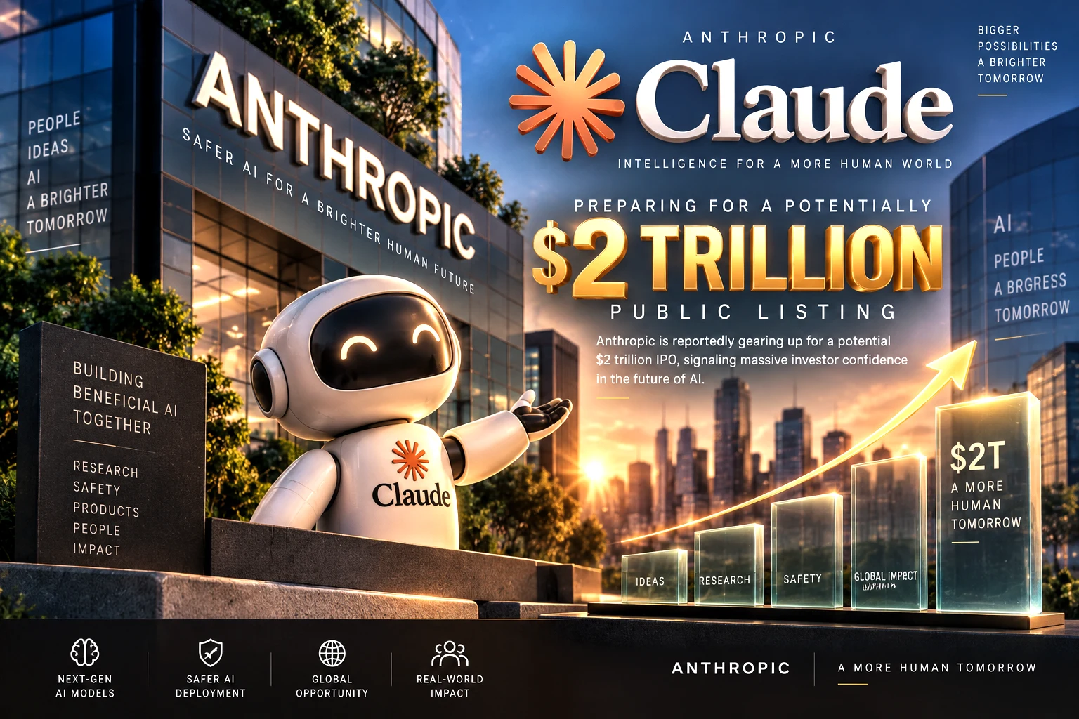 Anthropic and Claude branding representing the AI company’s preparations for a potentially $2 trillion public listing