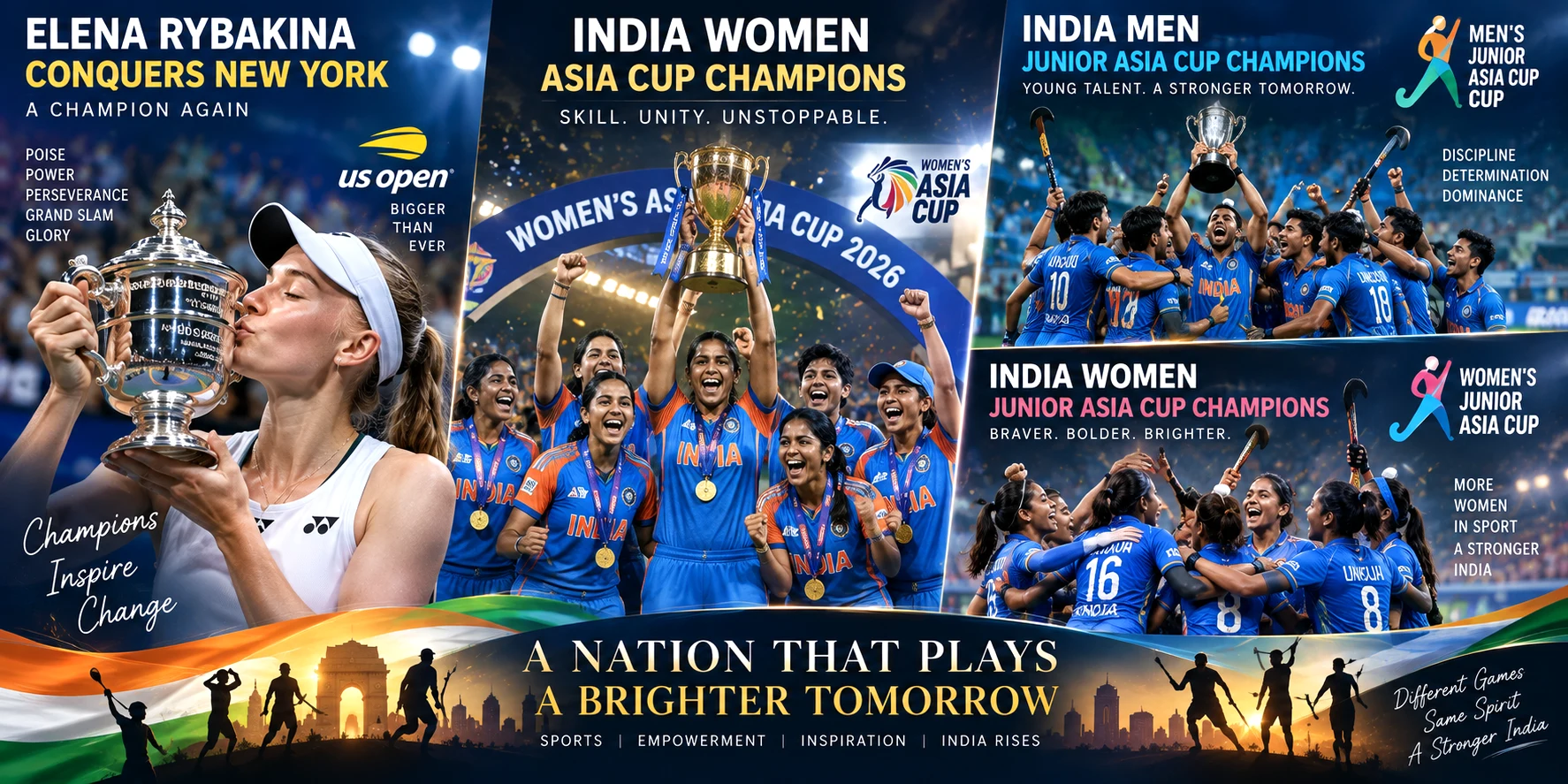 Elena Rybakina’s US Open victory alongside India’s Women’s Asia Cup cricket triumph and men’s and women’s Junior Asia Cup hockey titles