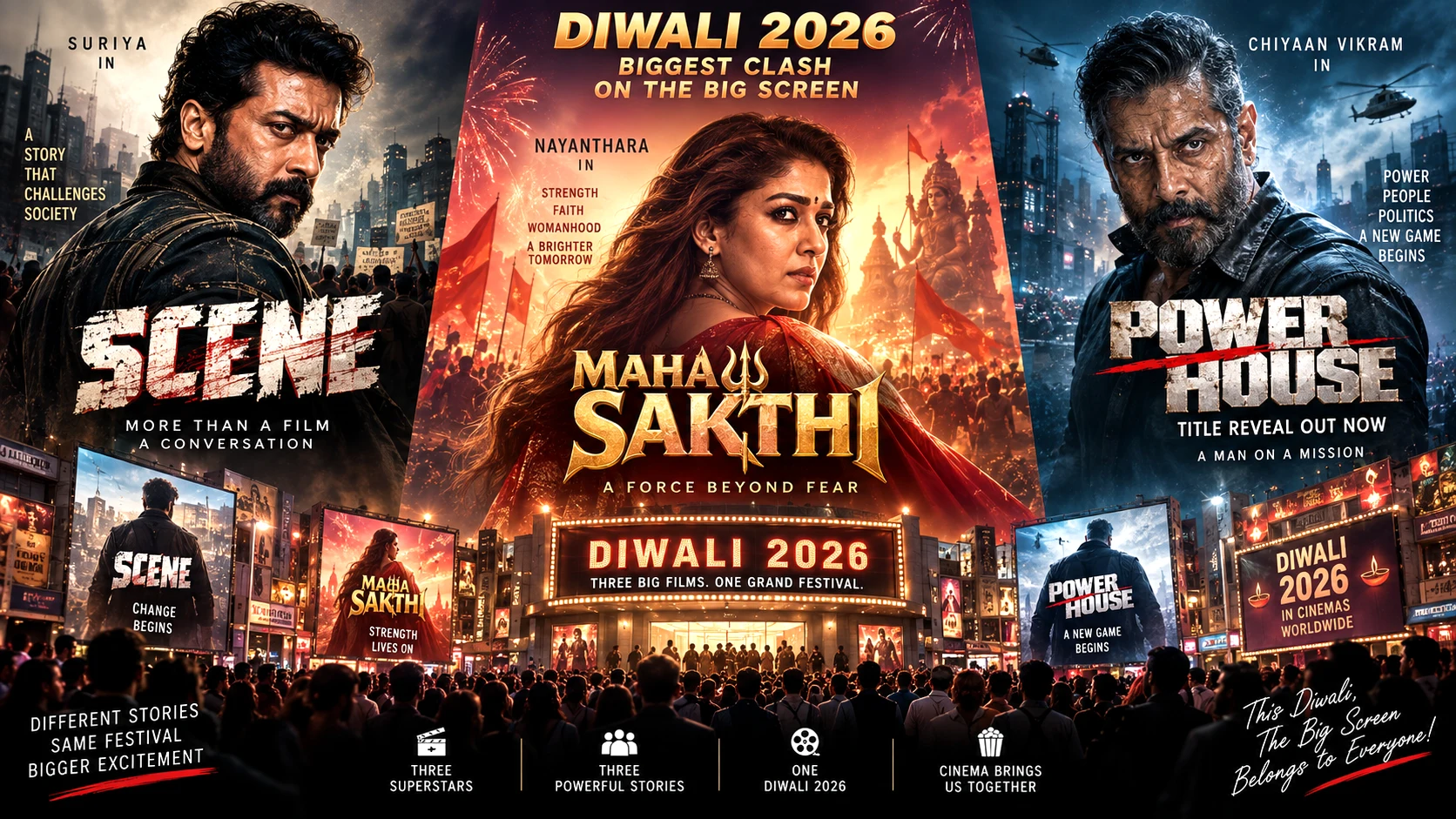 EdSuriya’s Scene and Nayanthara’s Maha Sakthi Diwali clash alongside Vikram’s Power House title reveal