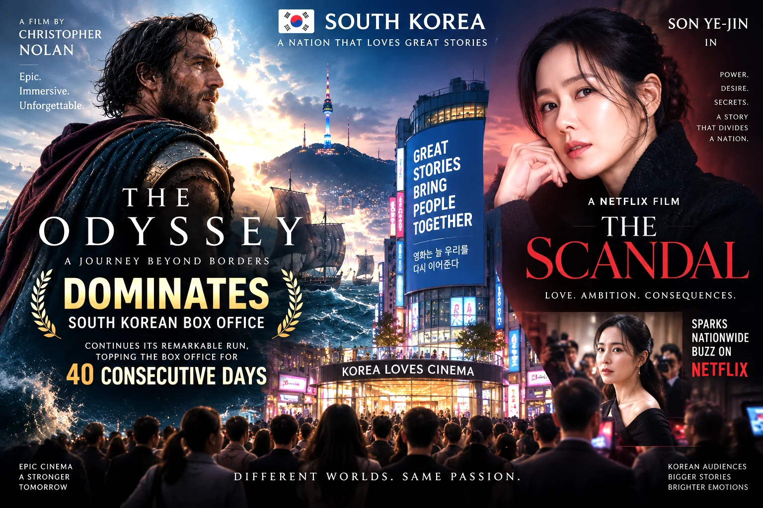 Christopher Nolan’s The Odyssey dominating the South Korean box office alongside Netflix’s The Scandal starring Son Ye-jin