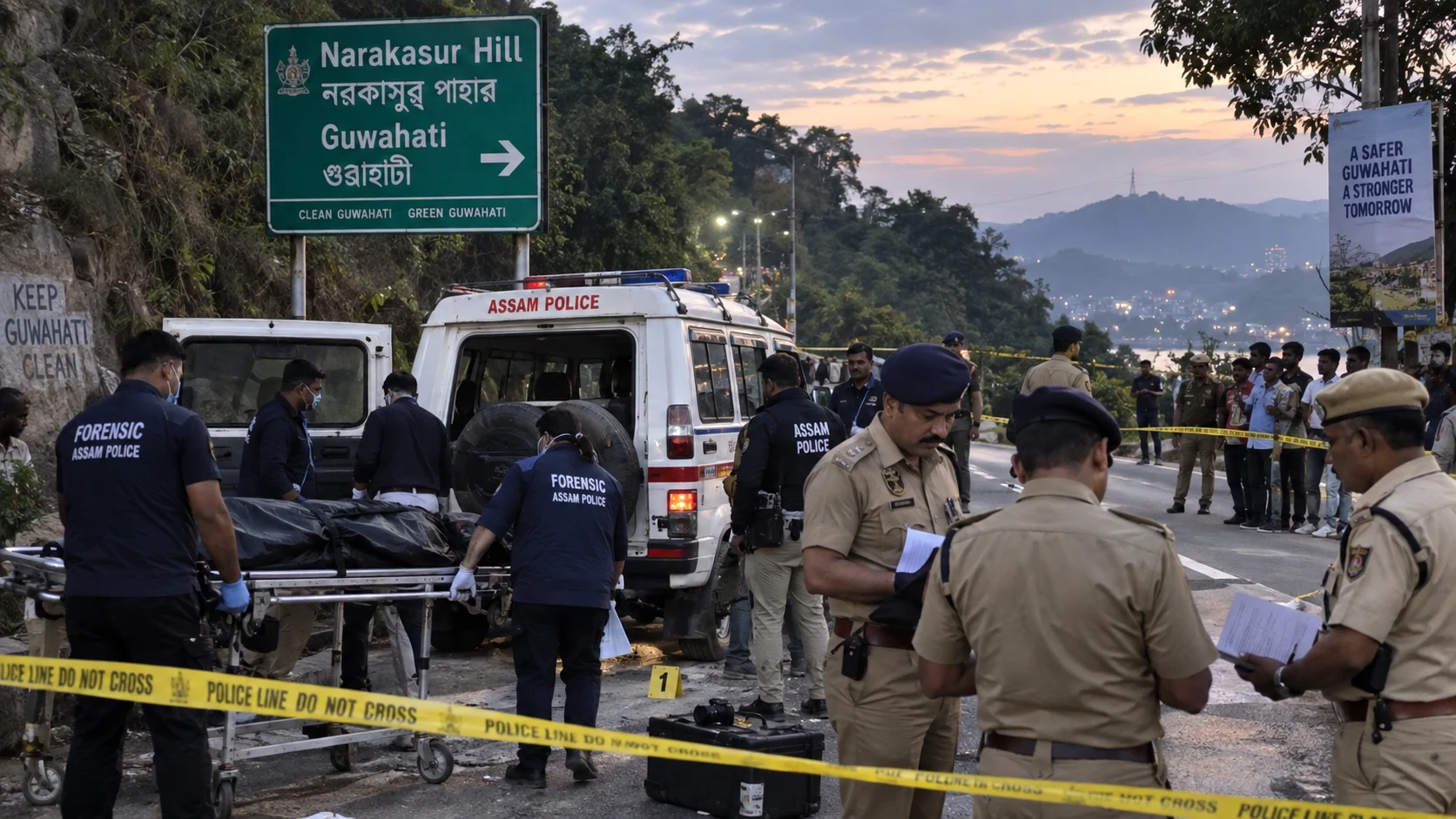 a police custody transfer investigation following the death of an accused person near Narakasur Hill in Guwahati