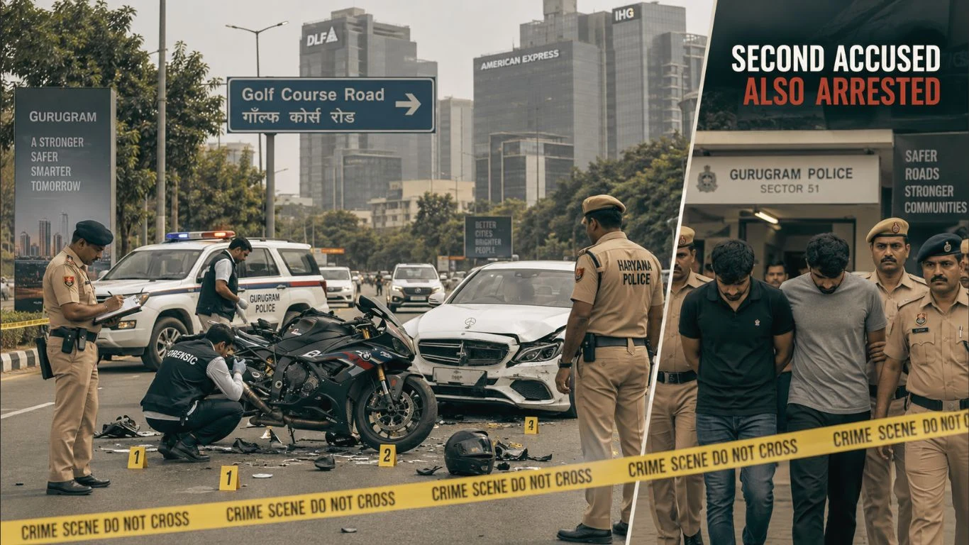 the police investigation into the Gurugram Golf Course Road biker incident and the arrest of a second accused