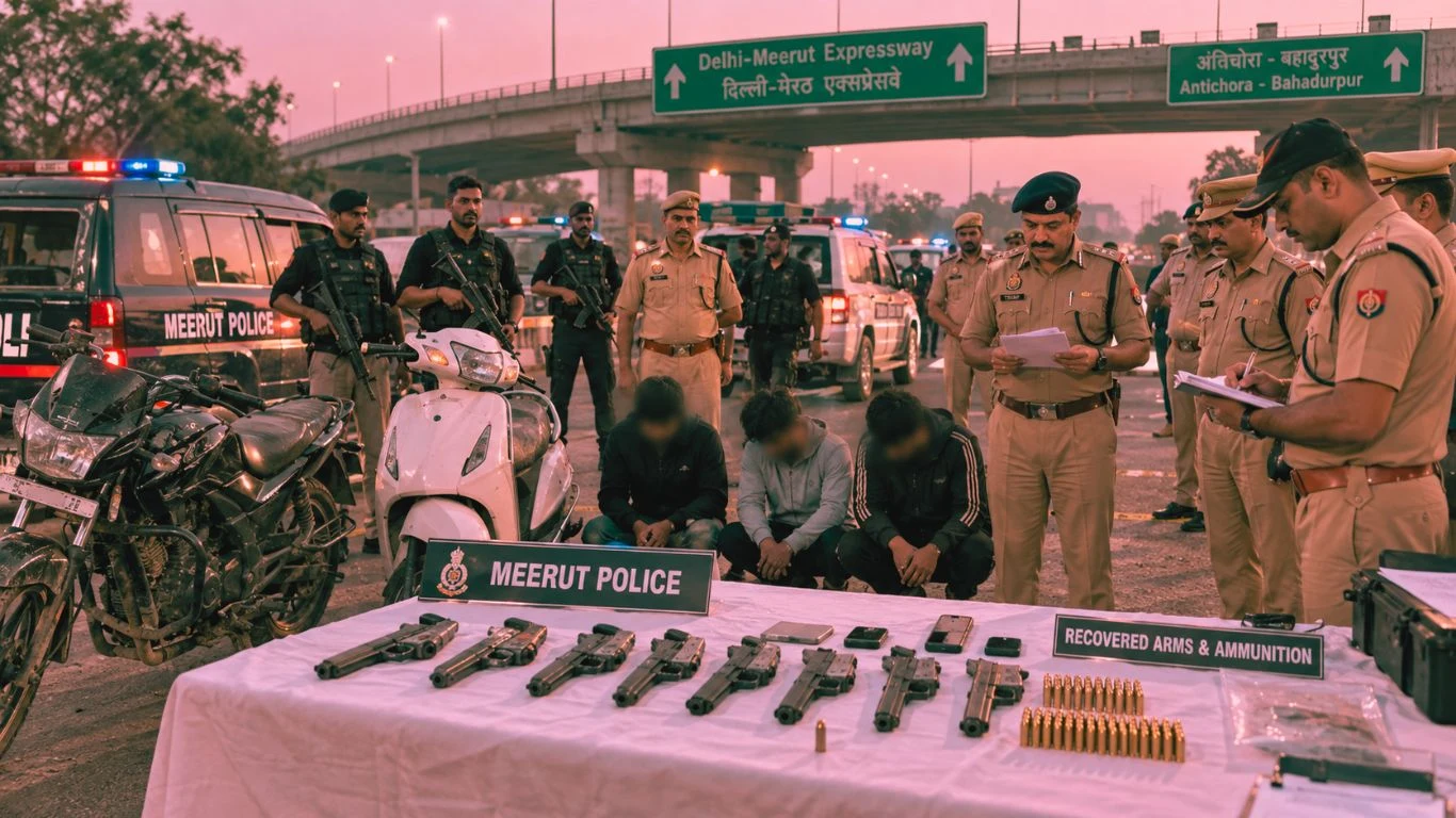 a police operation against an alleged interstate illegal-arms trafficking network near the Delhi-Meerut Expressway