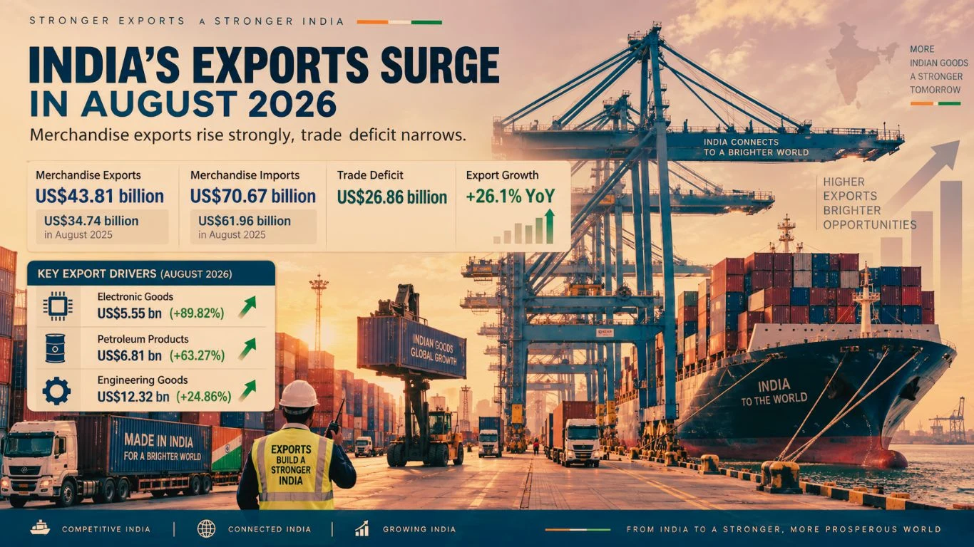 India’s strong merchandise export growth and narrowing trade deficit in August 2026