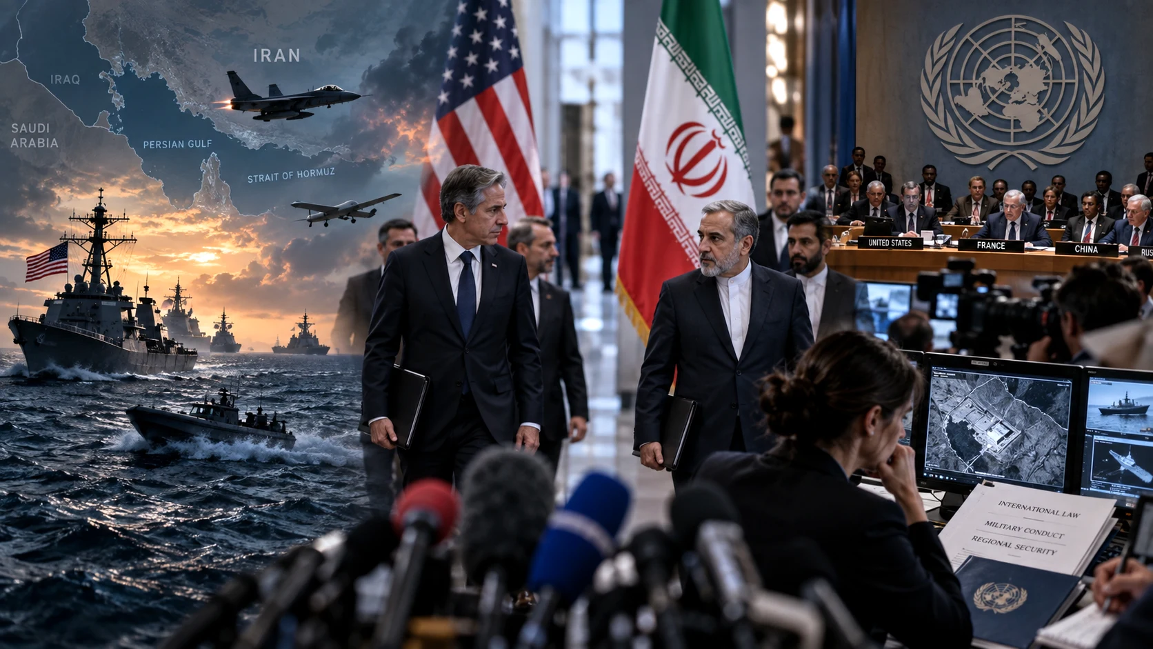 the evolving US-Iran conflict, diplomatic signalling and international scrutiny of military conduct