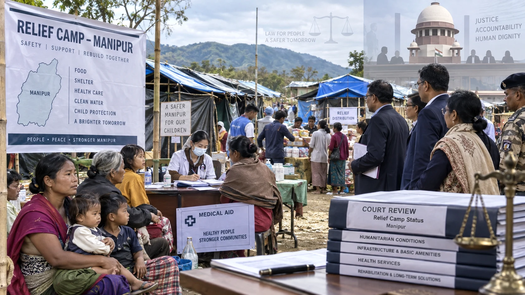 judicial oversight of relief camps and humanitarian conditions for internally displaced people in Manipur