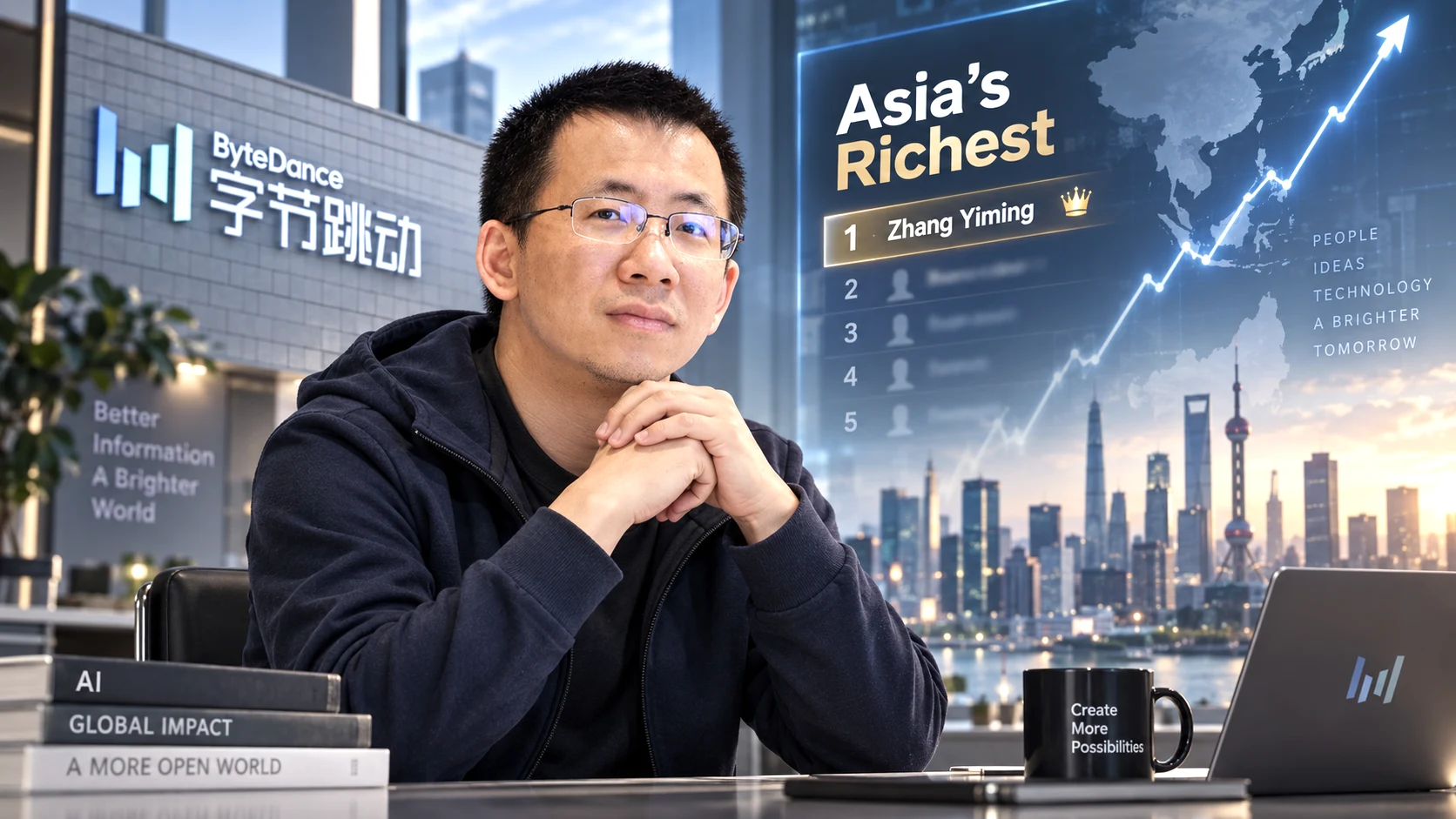 the rise of ByteDance founder Zhang Yiming to the top of Asia’s wealth rankings