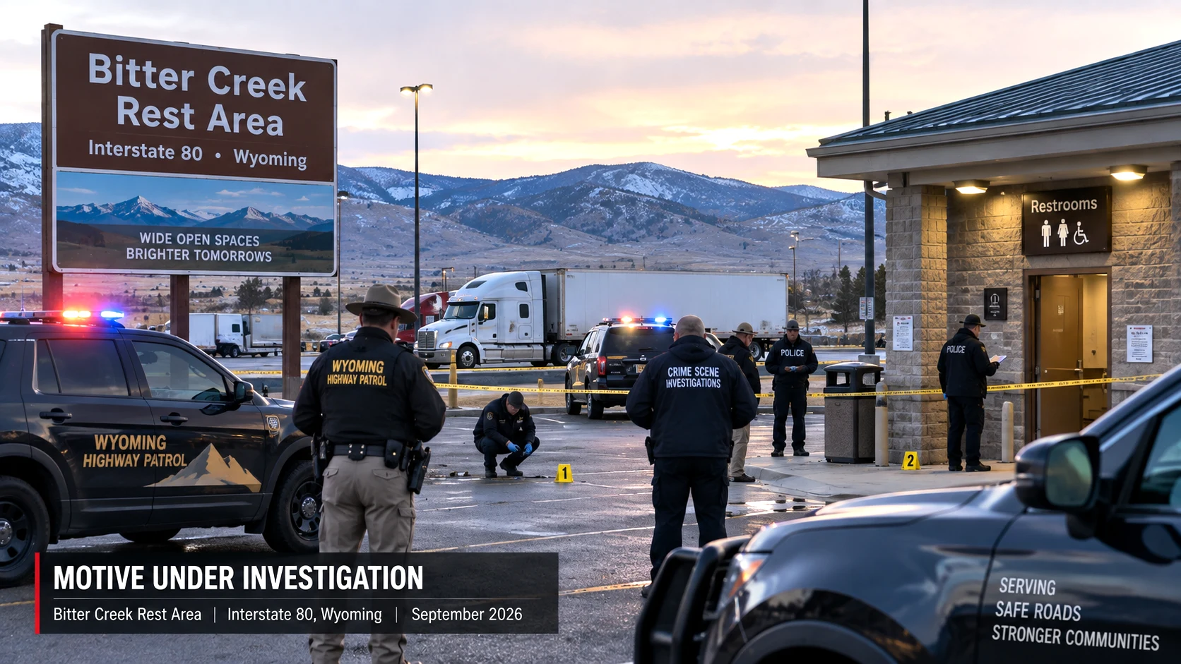 a highway rest-area attack investigation and the ongoing examination of motive