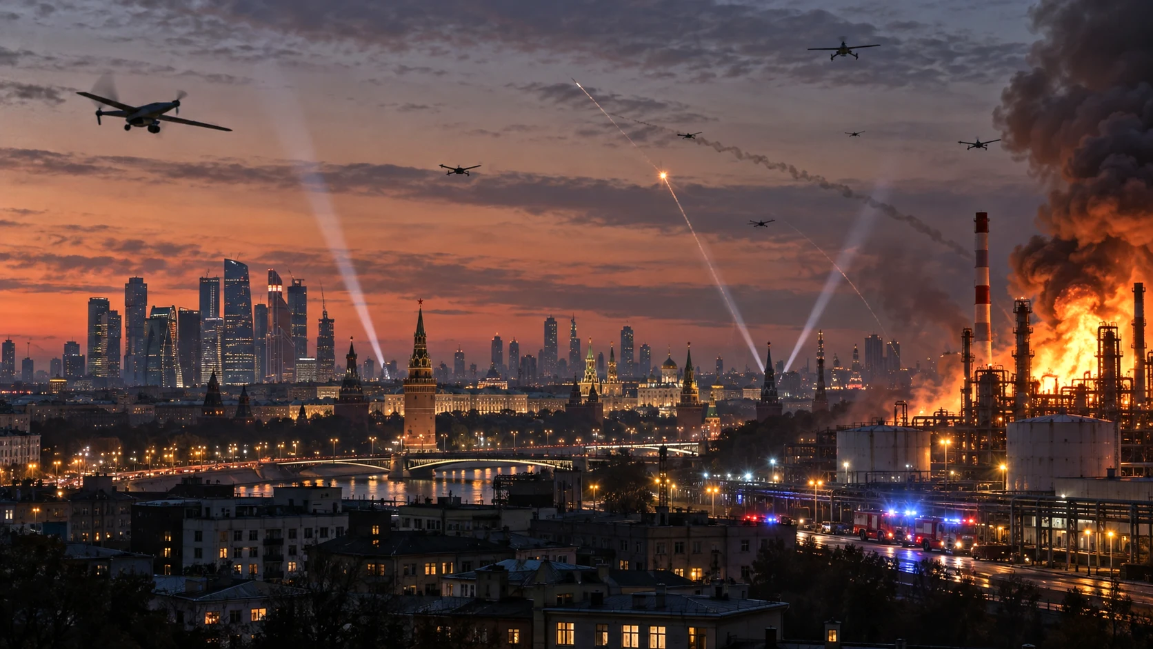 a large-scale Ukrainian drone operation targeting Moscow and Russian energy infrastructure
