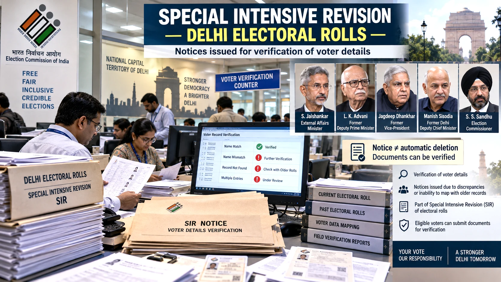 the Special Intensive Revision of Delhi’s electoral rolls and notices issued to prominent voters