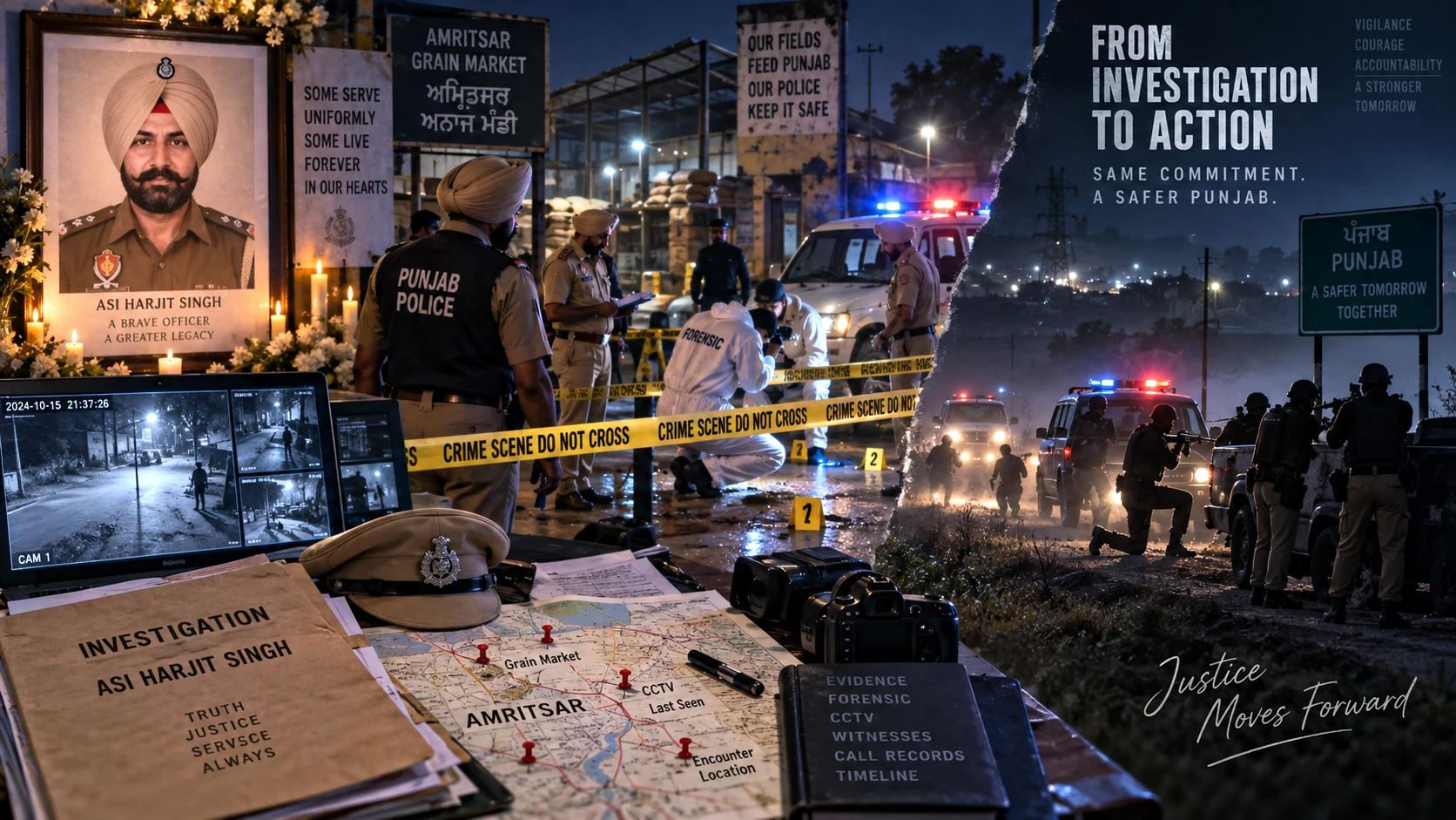 the investigation into the murder of Punjab ASI Harjit Singh and the subsequent police encounter