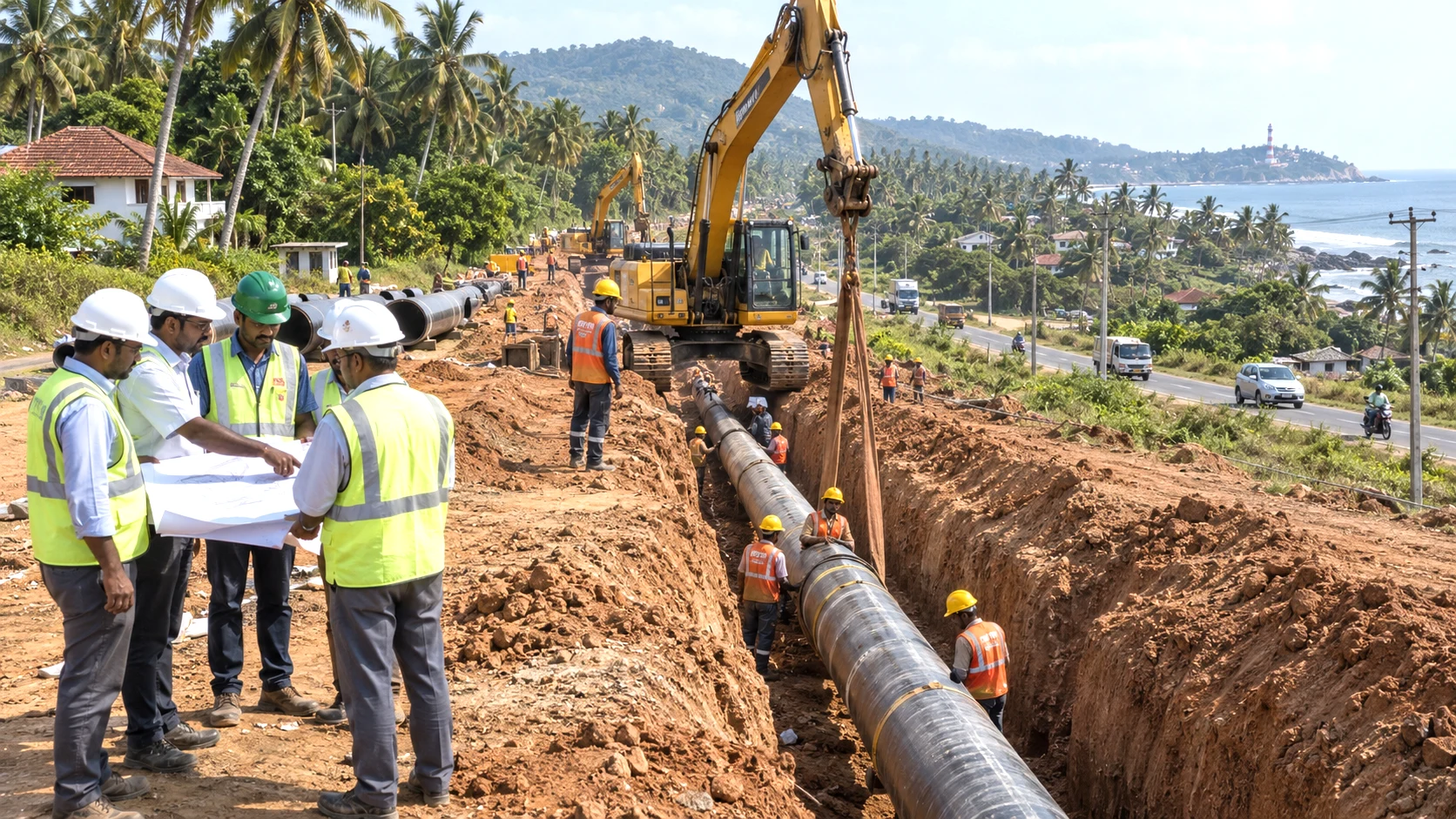 Illustrative natural gas pipeline construction representing Indian Oil's planned Kochi-Kanyakumari-Thoothukudi pipeline