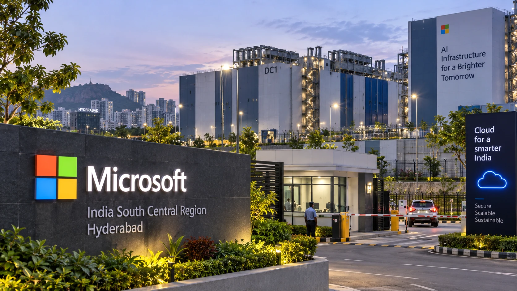 Illustrative AI-ready cloud infrastructure representing Microsoft's India South Central region in Hyderabad