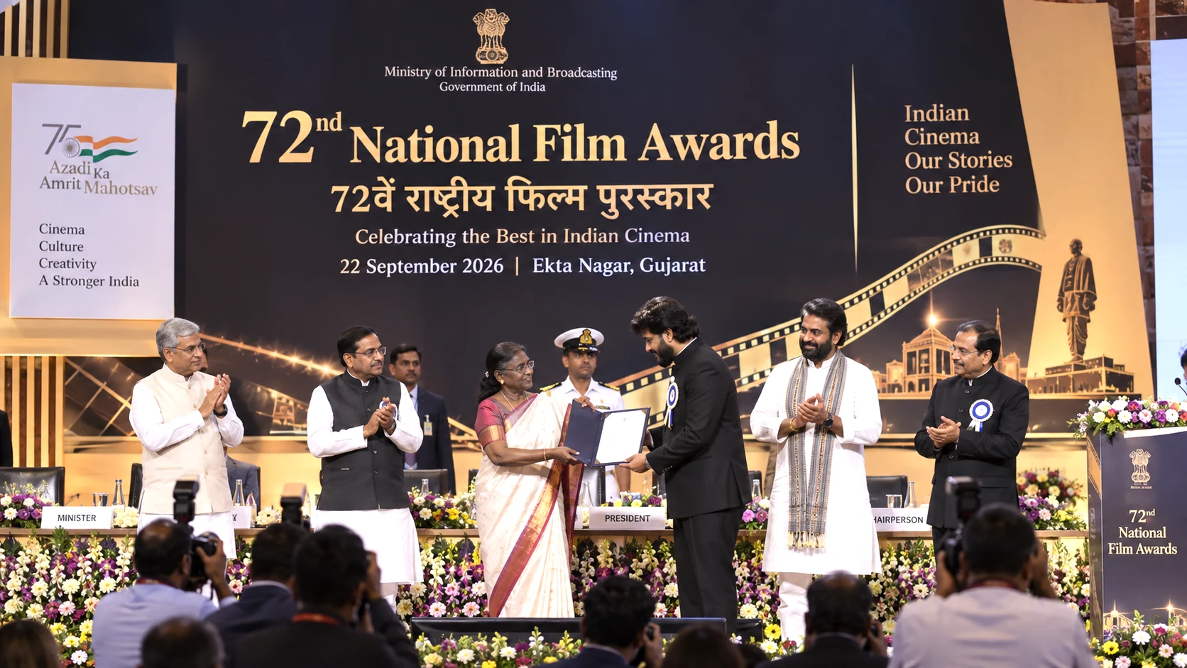 72nd National Film Awards ceremony held at Ekta Nagar in Gujarat on September 22, 2026
