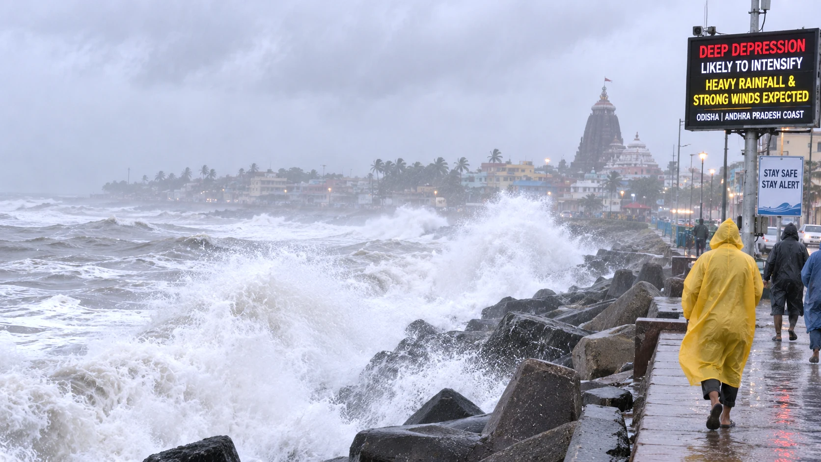 Heavy rain and rough weather along the Odisha-Andhra Pradesh coast as a deep depression approaches on September 23, 2026