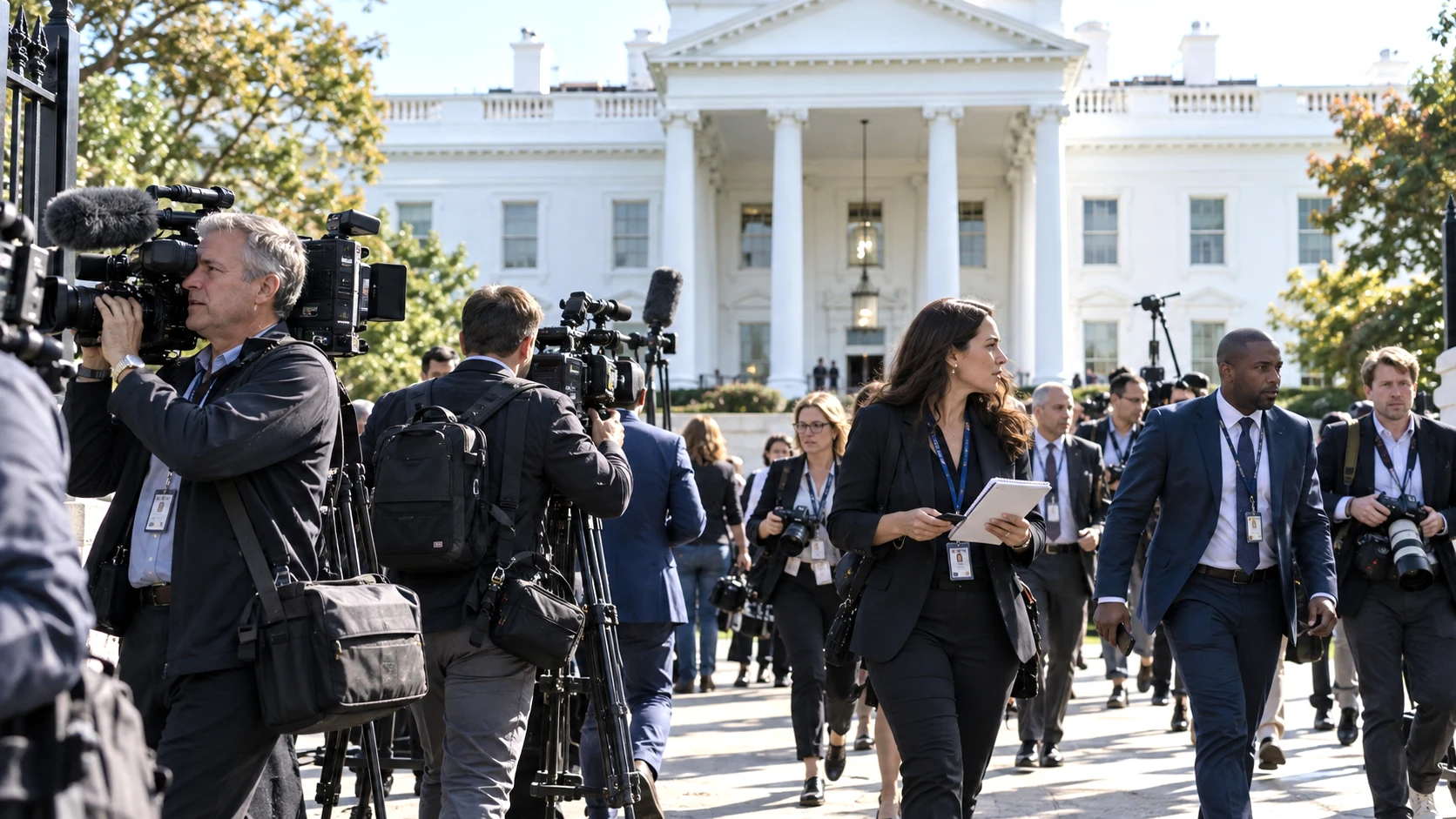 Journalists return to the White House after a federal judge temporarily restored access for CNN, MS NOW and Politico generate with clar image