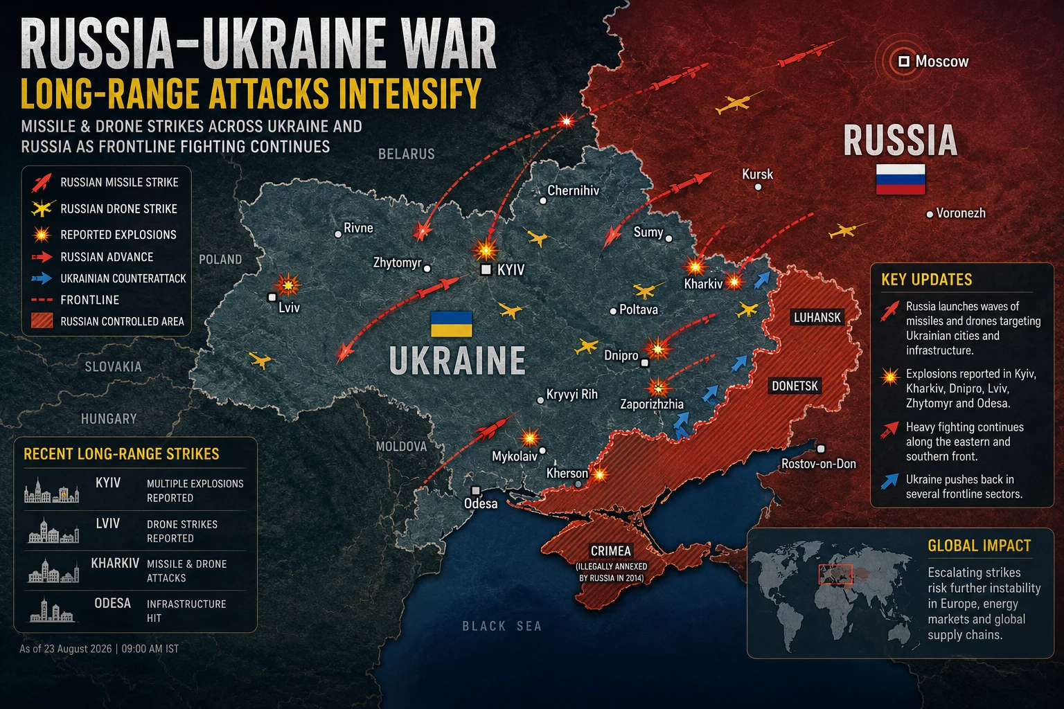 Russia-Ukraine war latest developments as missile and drone attacks intensify amid warnings of possible new Russian troop mobilization